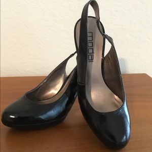 Moda Spana Leather Black Slingback Pumps Size 7.5